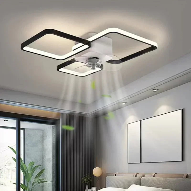 Modern LED Ceiling Fan Light Luxury Triple Head Iron Fan Lamp Bedroom Living Room Study Room Indoor Decorative Lighting Fixtures