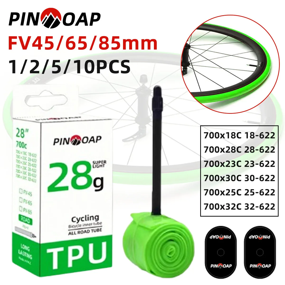 PINMOAP Bicycle Inner Tube TPU Ultra Light Inner Tube 700x18-32c Durable And Puncture Resistant Suitable For Road Bicycles