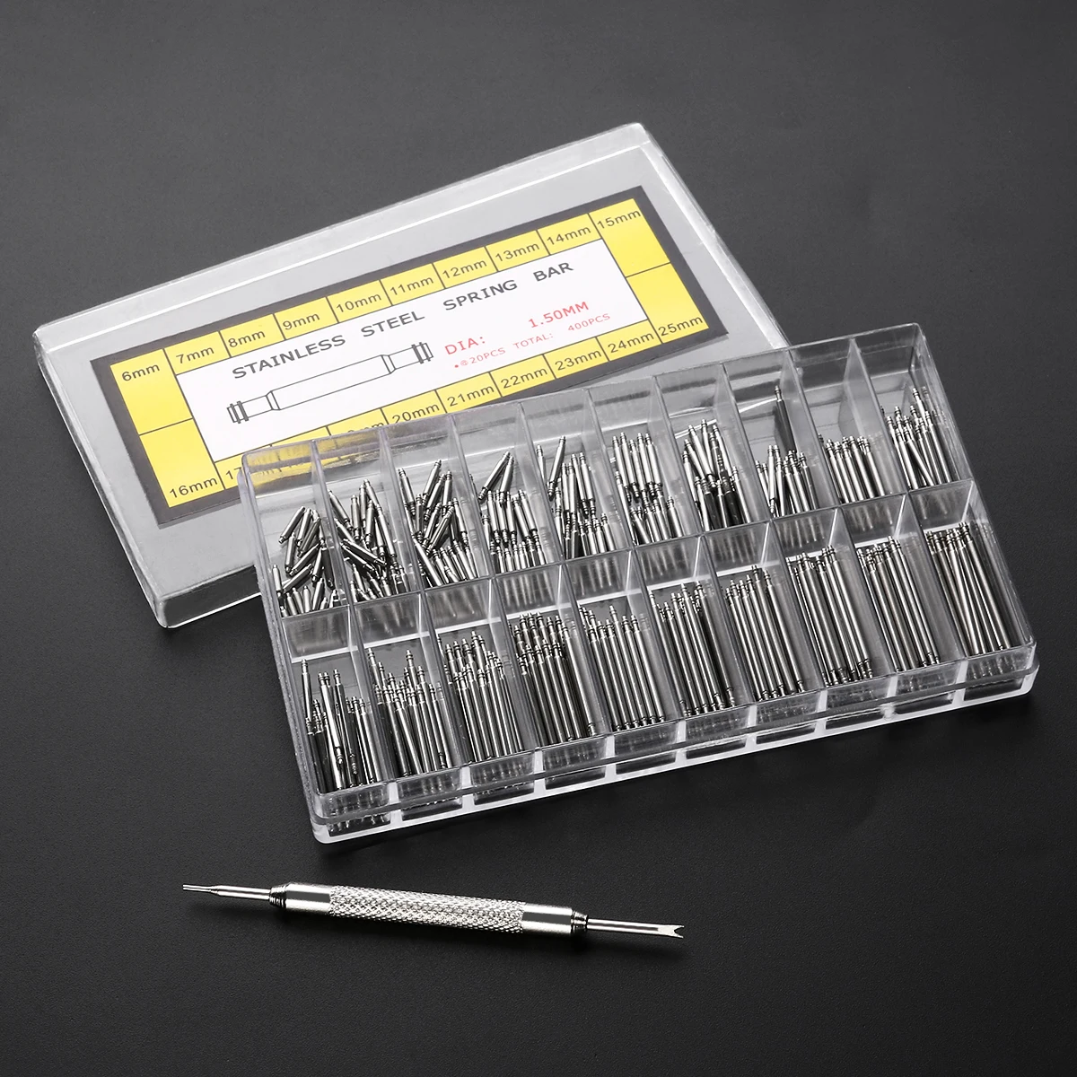

360pcs Stainless Spring Bars Watch Band Stainless Steel Spring Bar Pin 18 Sizes Repair Tools Metal Accessories