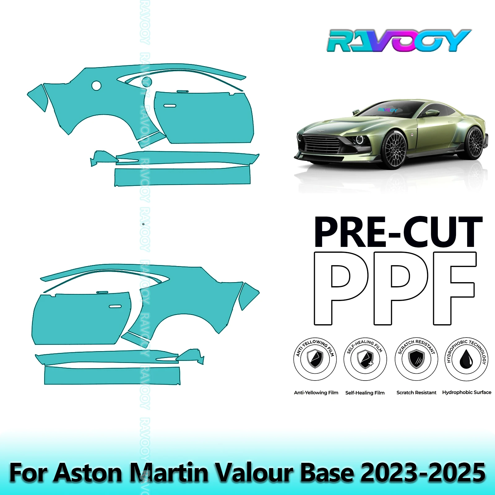 

For Aston Martin Valour Base 2023-2025 8.5mil Clear Matte Pre-Cut PPF Door & A/B Pillar Kit TPU Paint Protection Film Set