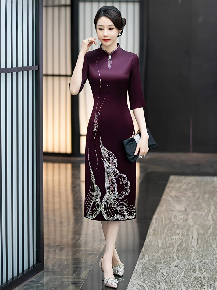 

Элегантное платье миди до колен с разрезом, стройнящее, для гостей на свадьбу, для свекровей и счастливых мам