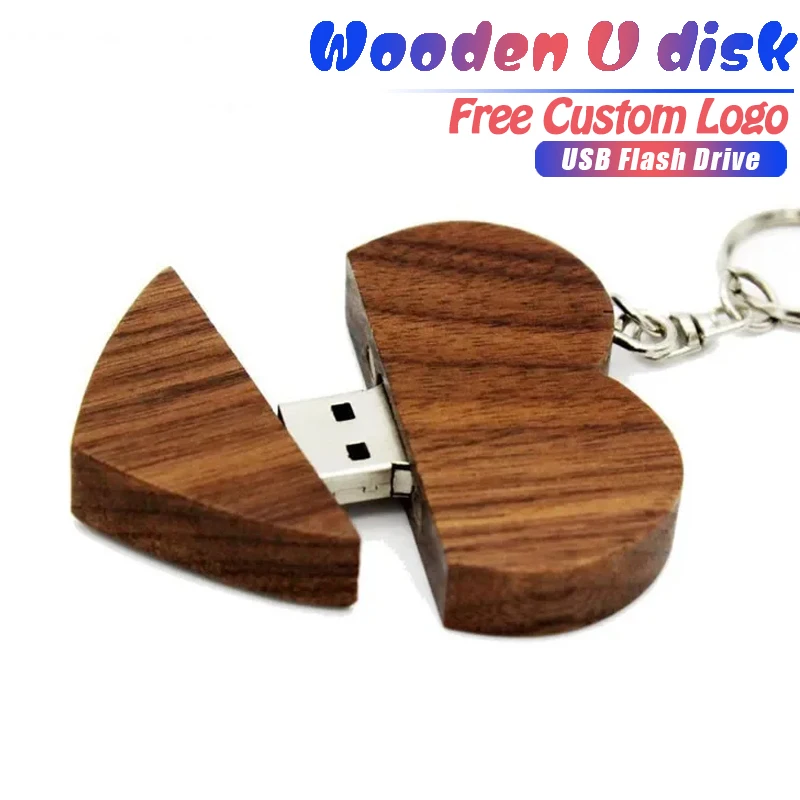 

JASTER Shatterproof USB Flash Drives 64GB Walnut Wood Pen Drive 32GB 16GB 8GB Free Custom Logo USB Stick 4GB Creative Gift