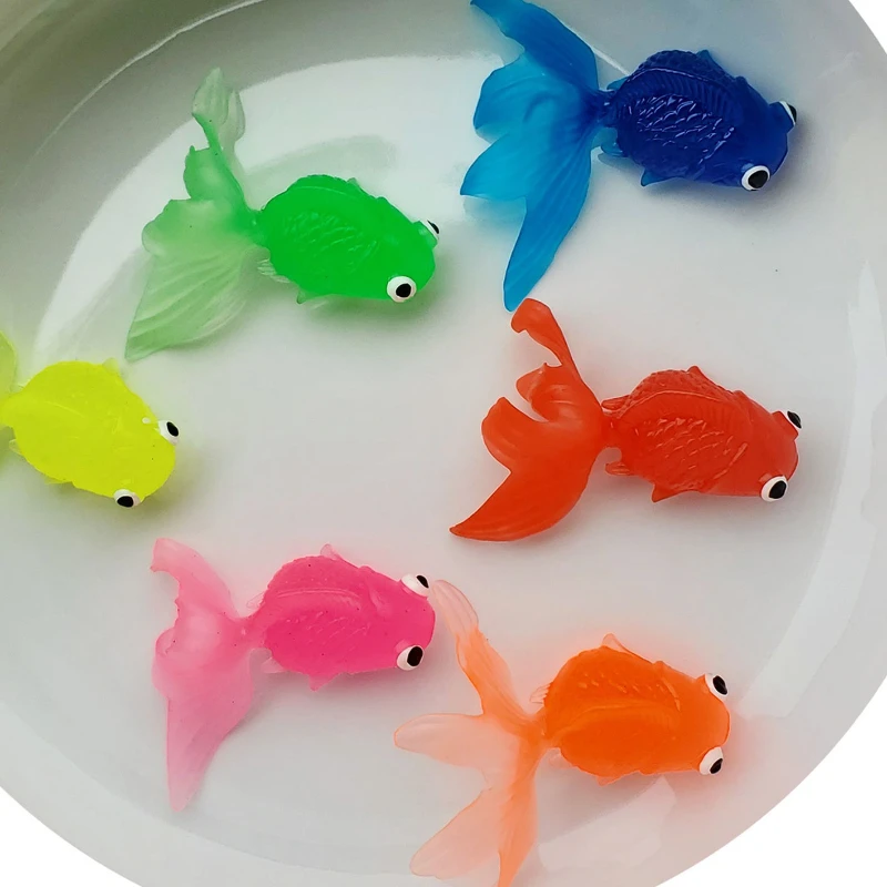 Ensemble de 7 pièces de adorables poissons rouges réalistes en Silicone pour enfants, baignoire pour bébé, ensemble de jouets anti-éclaboussures, cadeau de bain interactif Parent-enfant