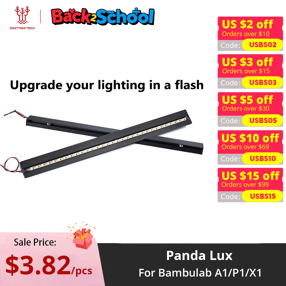 BIGTREETECH Panda Lux Kit di aggiornamento barra luminosa a LED per Bambulab P1/X1 A1 Illuminazione ad alta luminosità Installazione magnetica Parti della stampante 3D