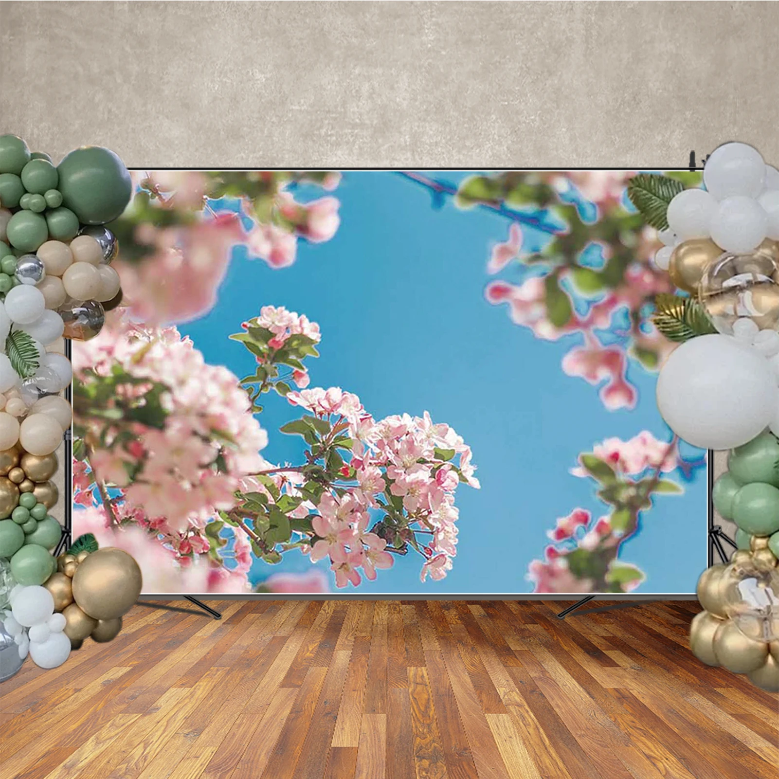 MOON.QG Latar Belakang Dekorasi Rumah Mekar Bunga Sakura Musim Semi Latar Belakang Fotografi Langit Biru Alam Cabang Bunga Merah Muda