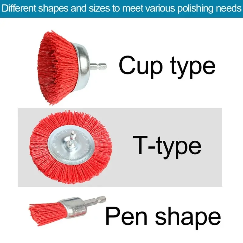 Nylon Cup Brush Abrasive Wire Wheel Brush for Drill Rotary Tool Wood Polishing Deburring Cleaning Cleaning Furniture 1/4" Shank view 3