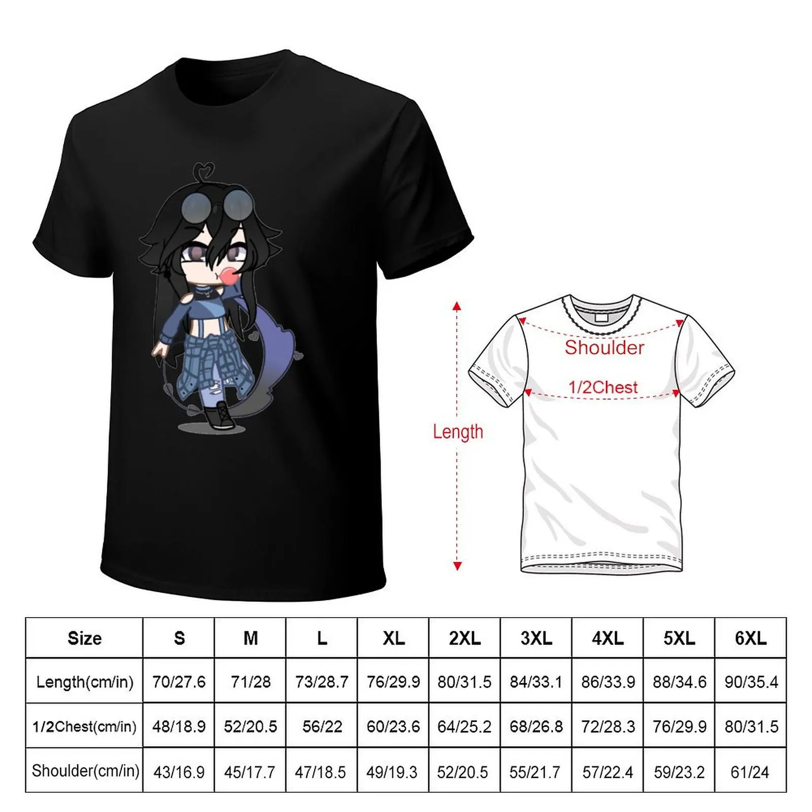 Gacha blue T-Shirt boys animal print korean fashion anime clothes anime stuff shirts men graphic