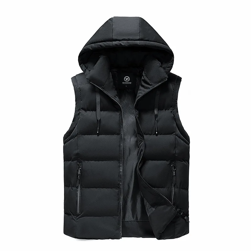 Men's Autumn and Winter New Oversized with Solid Color Hooded Cotton Jacket and Camisole