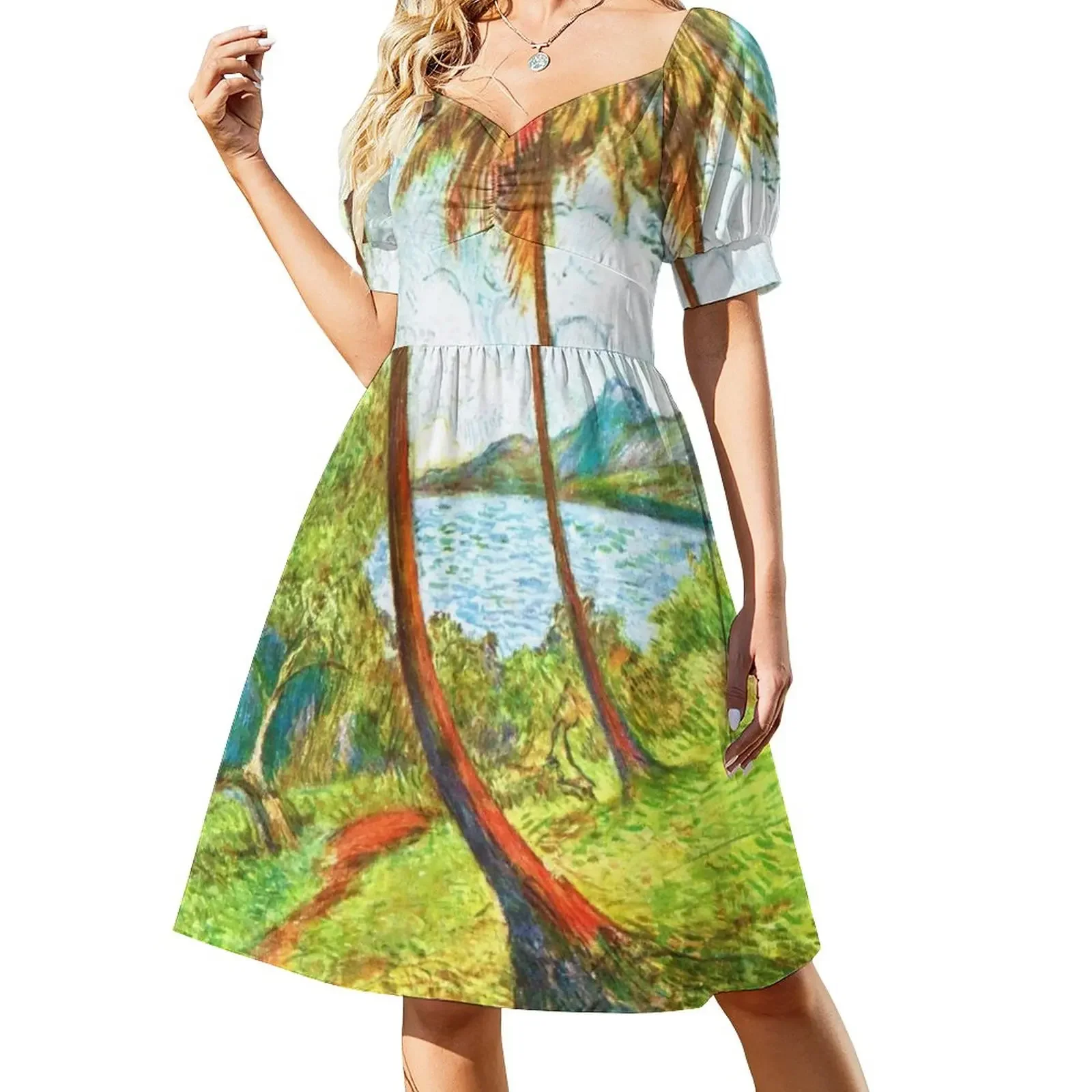 

Charles Laval - Paysage de la Martinique (1887) Short-Sleeved Dress summer dresses womens 2025 Women's summer long dress