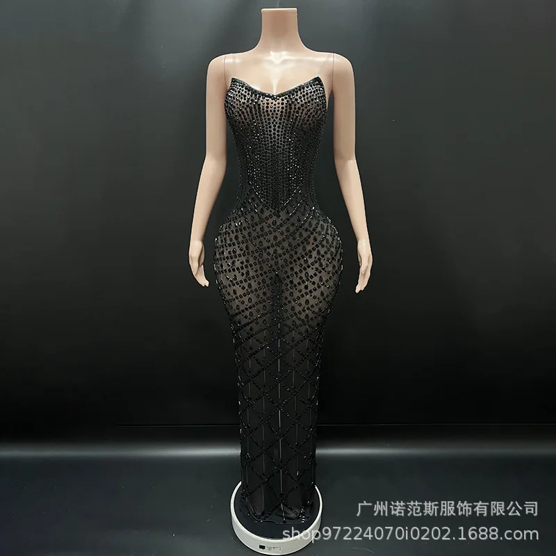 Light Luxury Shining Rhinestone Runway Fashion Women's Cocktail Party Evening Dress Birthday High-end Dress Luxury Evening Gowns