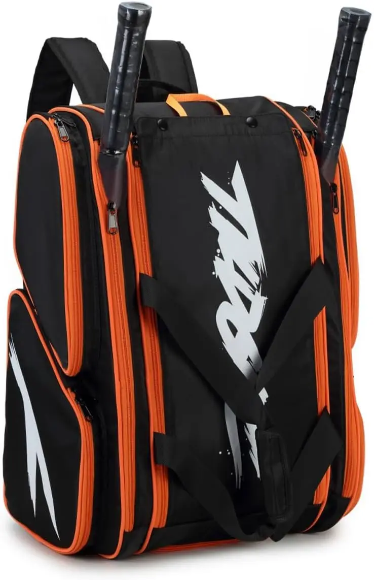 

Pickleball Bag Large for 4 Paddles & Accessories, Fence Hook, Extra Pockets, Shoe Compartment, Hidden Backpack Straps