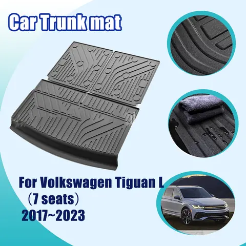 폭스 바겐 폭스 바겐 Tiguan L Allspace 2017 ~ 2023 7 인승 TPE 2022 깨끗하고 쉬운 후면 카고 트레이 라이너 부츠 트렁크 매트 자동차 액세서리