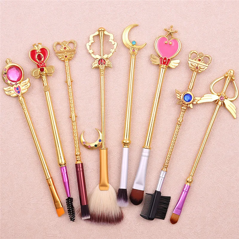 Japan Anime Sailor Moon Makeup Brushes Set Cartoon Figure Tsukino Usagi Wand Women Foundation Blush Eyeshadow Makeup Brushes