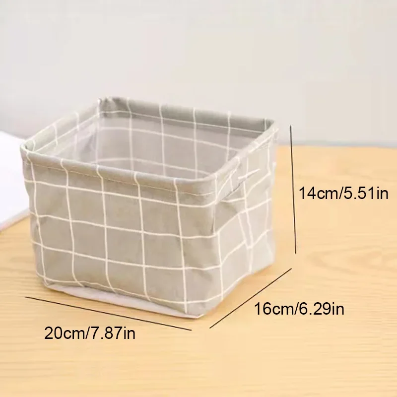 Linen Desktop Storage Basket Sundries Toy Storage Box Laundry Basket Underwear Cosmetic Organizer Office Stationery Organizer