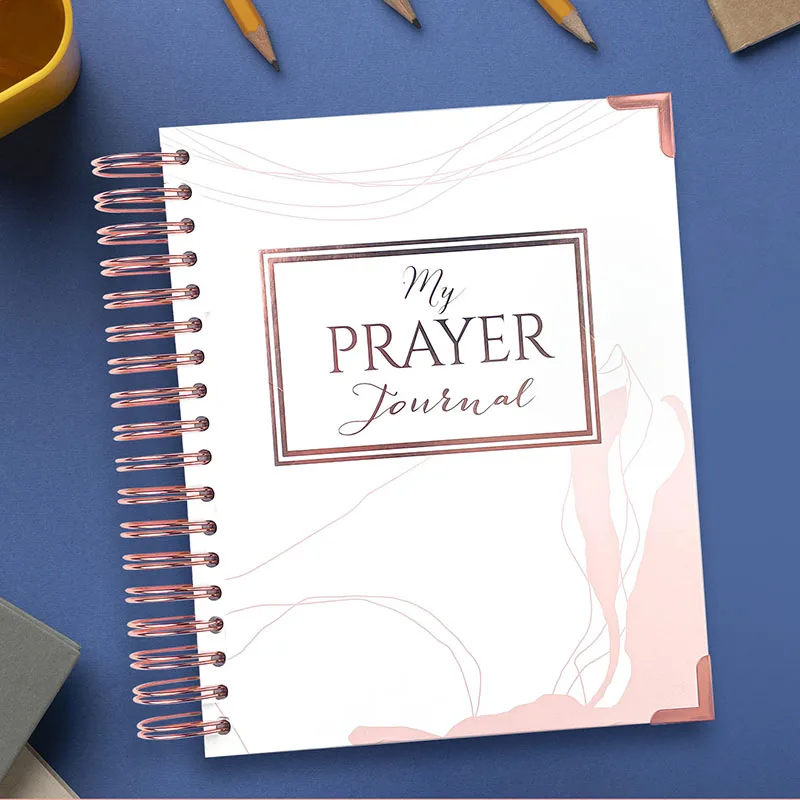 A5 Coil Notebook Ink-proof Double Adhesive Paper English Prayer Book with Separator Page Monthly Weekly Daily Organizer