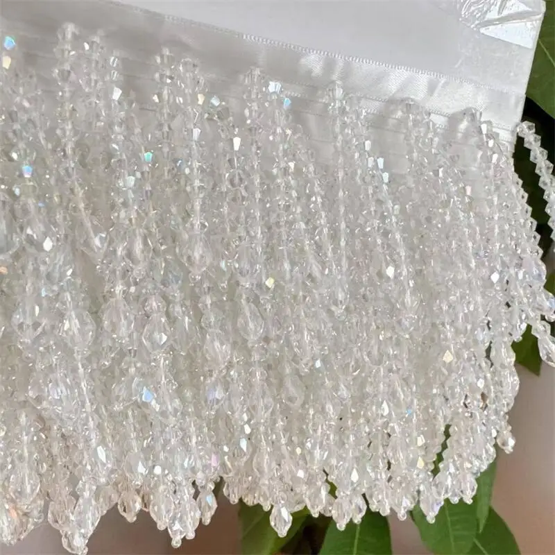 5,5 cm hohe Kristallanhänger-Perlenfransen-Spitze für DIY-Kleidung, Bühnenbekleidung, Heimdekoration, Kopfschmuck, dekorative Perlenquasten