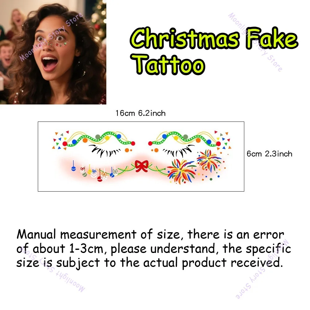 12개 크리스마스 가짜 타투 임시 타투 어린이용 성인용 얼굴 글리터 주근깨 타투 가짜 주근깨 여성용 액세서리