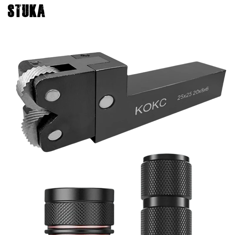 Narzędzia do radełkowania z podwójnymi kółkami Stuka 25*25mm 20*8*6 KOKC do tokarek CNC, podawanie 30 ° Diament 45 ° Wzór kwadratowy