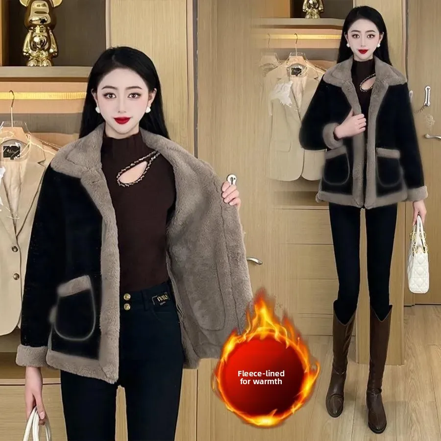 الراقية Fce مبطنة معطف الصوف Thiened ort Sli الخريف الشتاء المرأة Faion الدافئة القطن Jaet الوقوف طوق طويل...