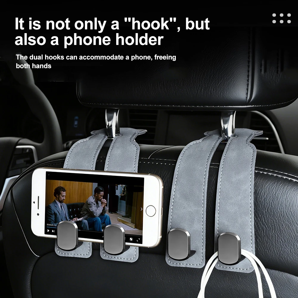 Auto-Kopfstützenhaken für Taschen, Sitzrücken-Organizer, Halterclips, Auto-Befestigungshaken, Handyhalter, Auto-Aufbewahrungshaken – Detail 4