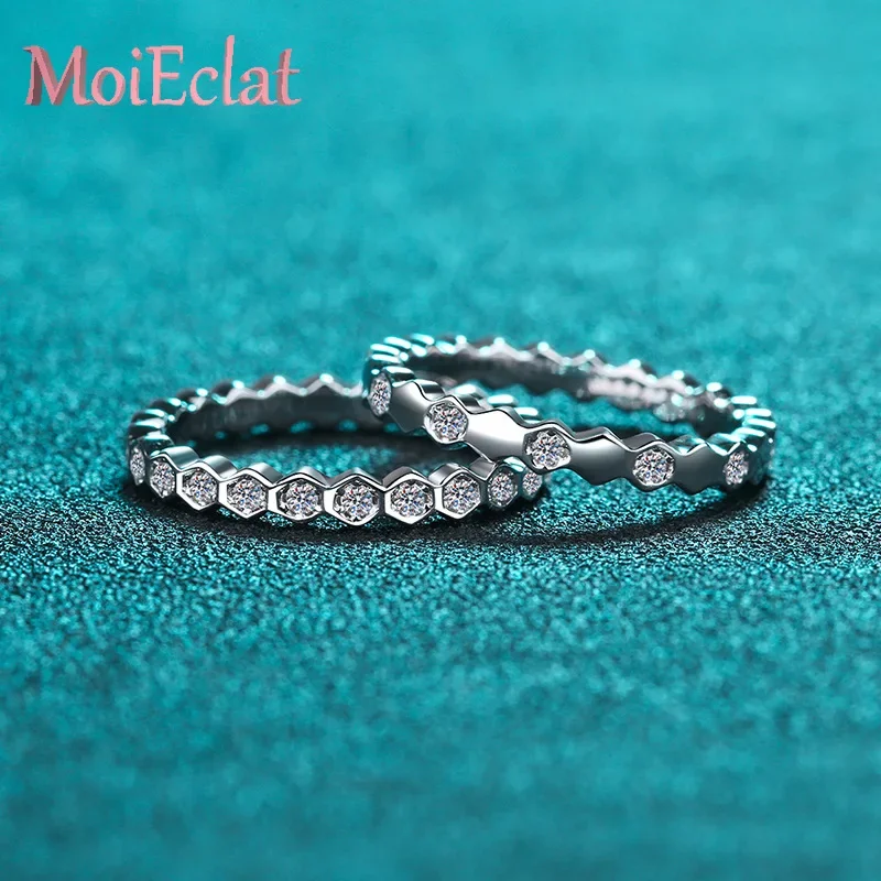 

Роскошное сотовое обручальное кольцо с муассанитом 0,39/0,18 карата для женщин, элегантные платиновые кольца PT950, вневременные ювелирные изделия, подарки