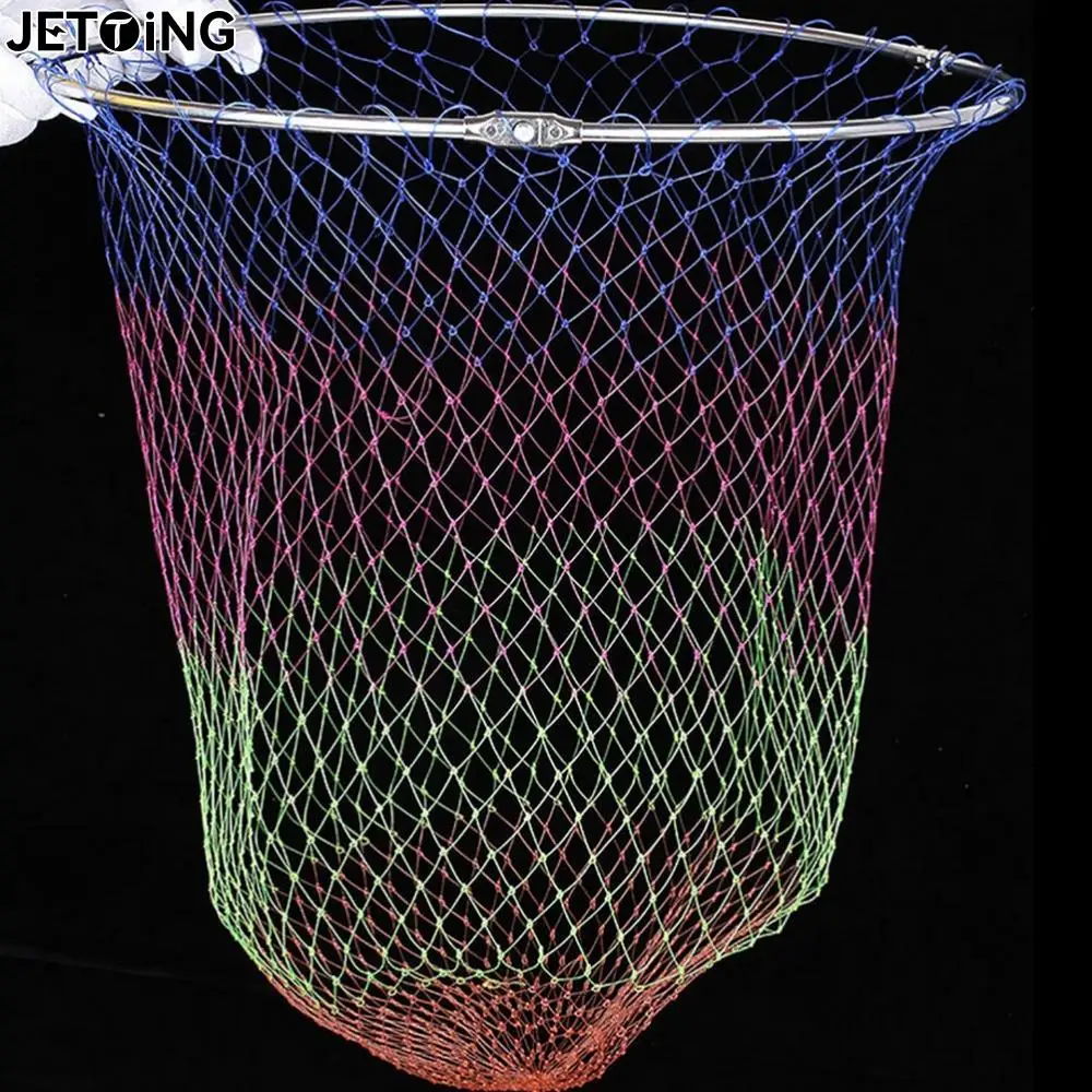 Nylon Fishing Nets Collapsible Fishing Tools Rhombus Mesh Hole Depth Folding Nylon Landing Dip Net 3 Sizes