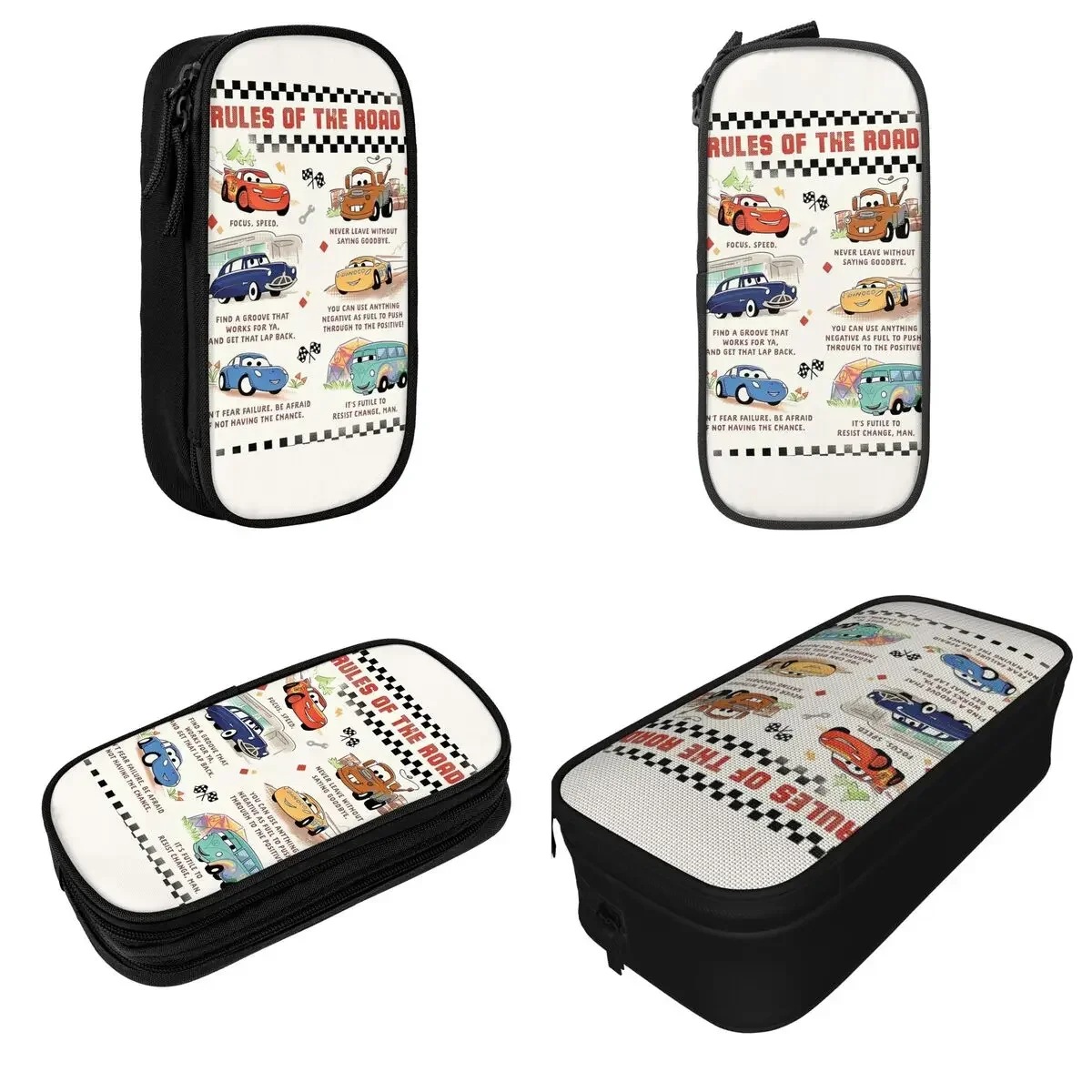 Cars Rules Of The Road Pencil Case Fashion McQueen Sally Pen Holder Bags Student Big Capacity Office Cosmetic Pencilcases