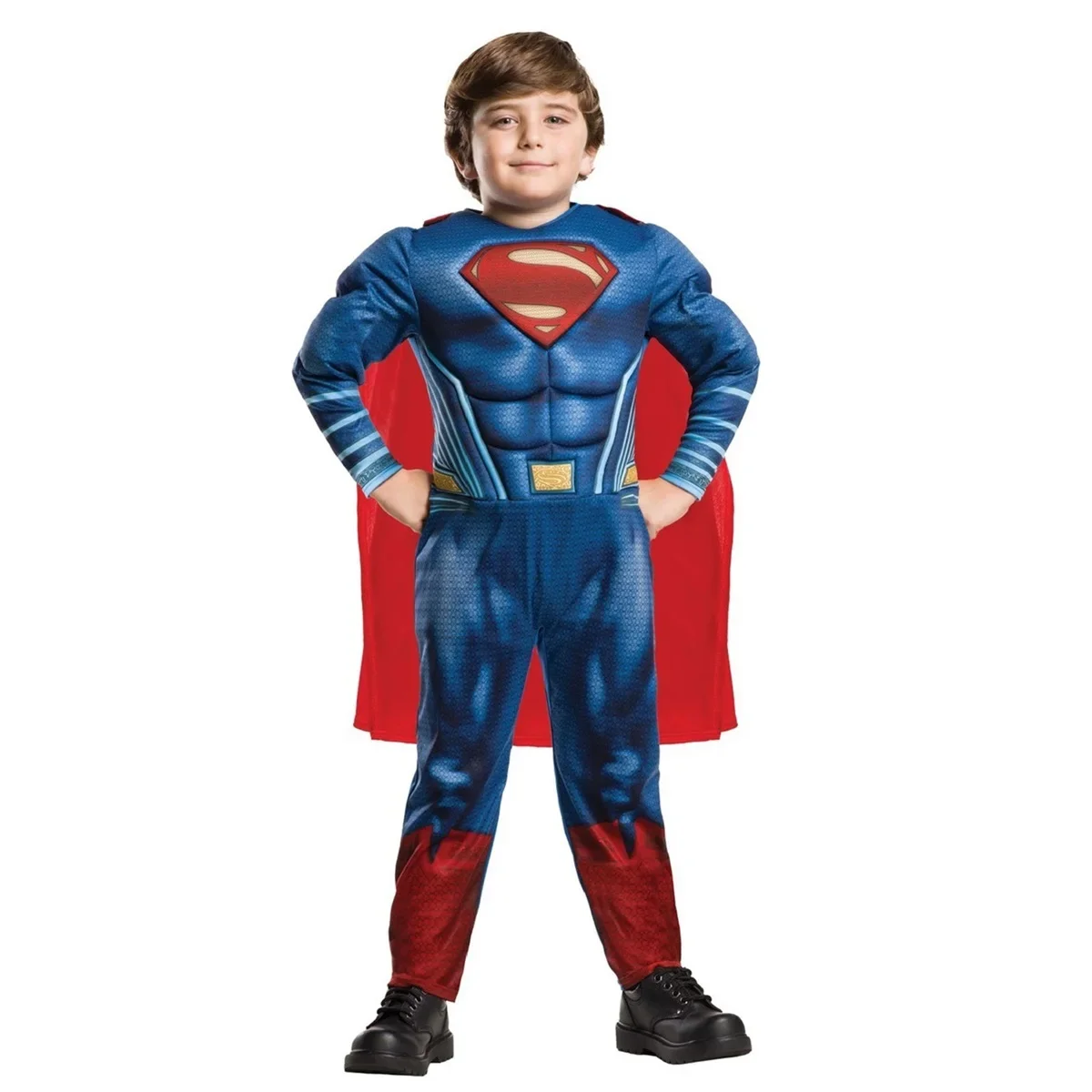Hot Sale Movie Boys Captain Super hero Cosplay Blue Muscle Jumpsuit Costume with Cloak Halloween for Kid Man 2025