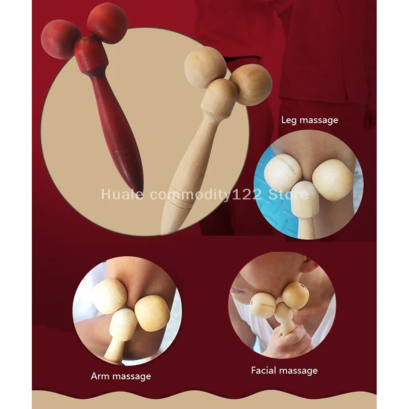 

Wooden ball roller massager tool reflexology hand face body relax random color