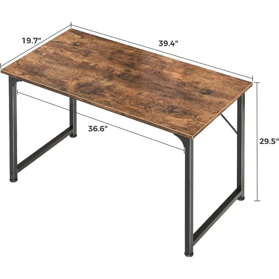 40 Inch Computer Desk for Home Office and Study Modern Simple Gaming Desk with Storage Large Legroom Metal Frame Rustic Brown F