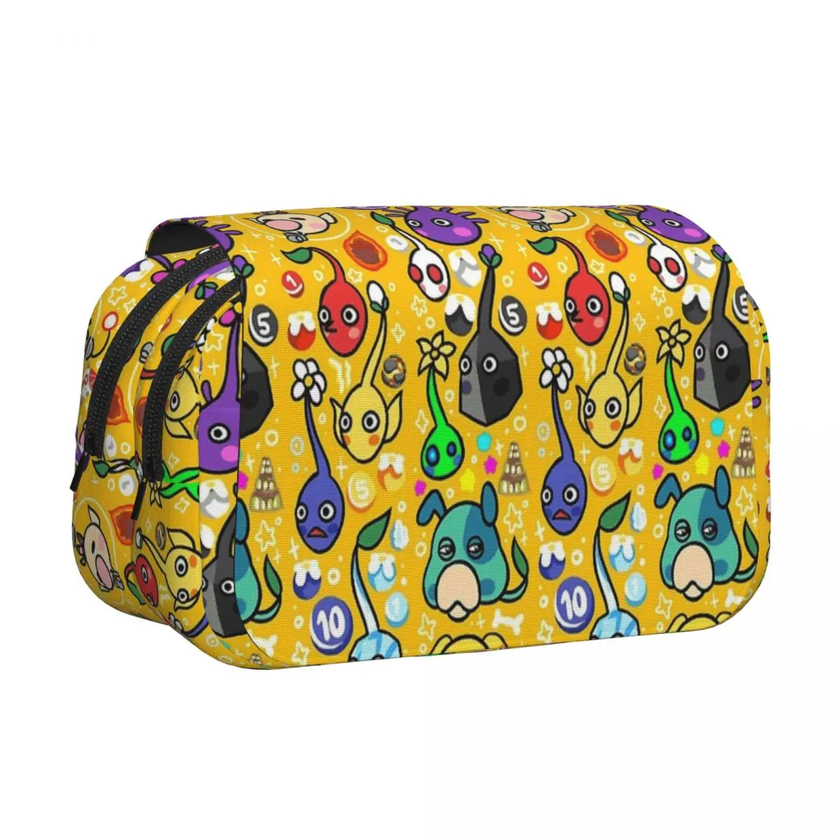 

Милый пенал-кейс «Пикмин» с двойным отсеком, органайзер для ручек и карандашей, школьные принадлежности, на молнии