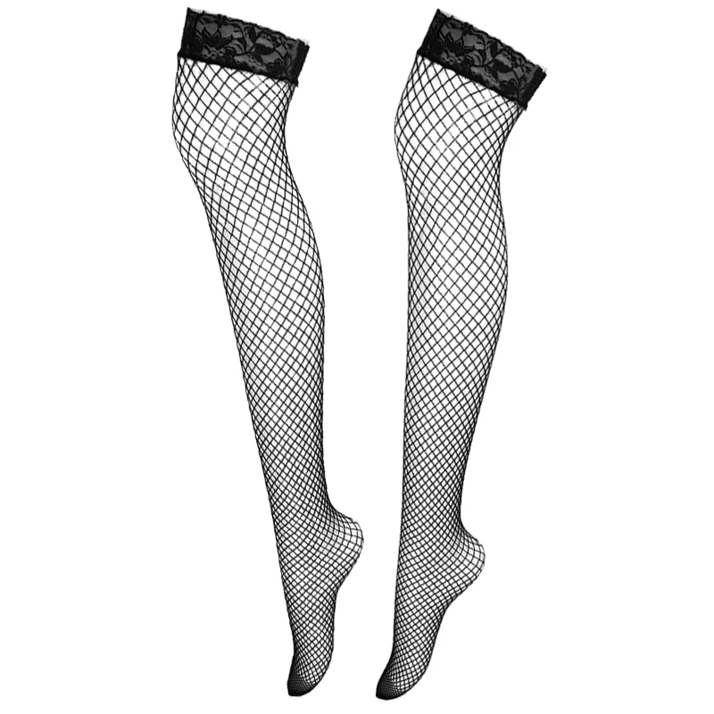 Sexy fishnet meias mulheres verão fina malha transparente coxa meias de alta elasticidade sobre o joelho meia de náilon 6 cores