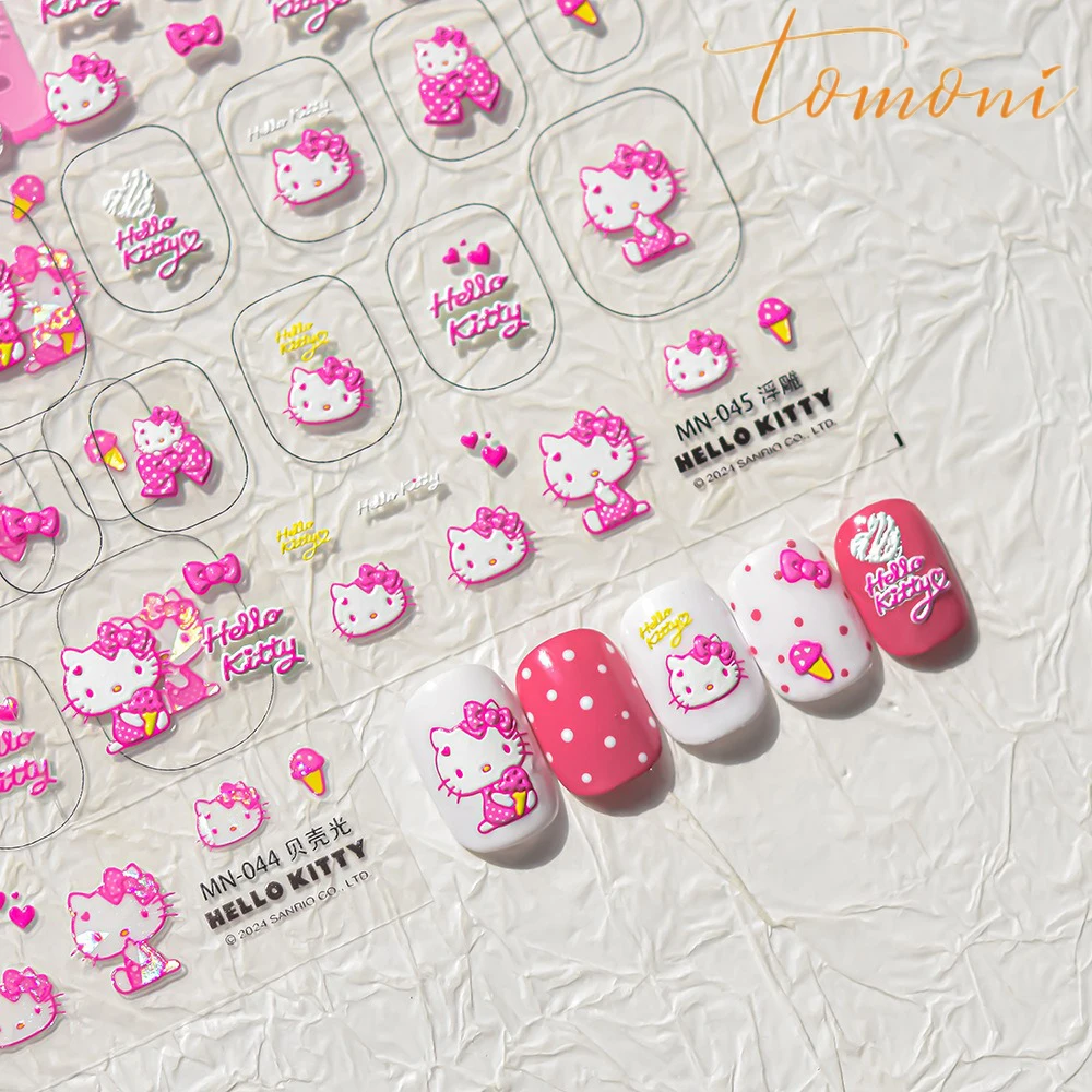 1PCS 5D Sanrio Characters Nail Stickers Versatile Ins Style Nail Charms Self-Adhesive Energetic Girl Cute Cartoon Stickers