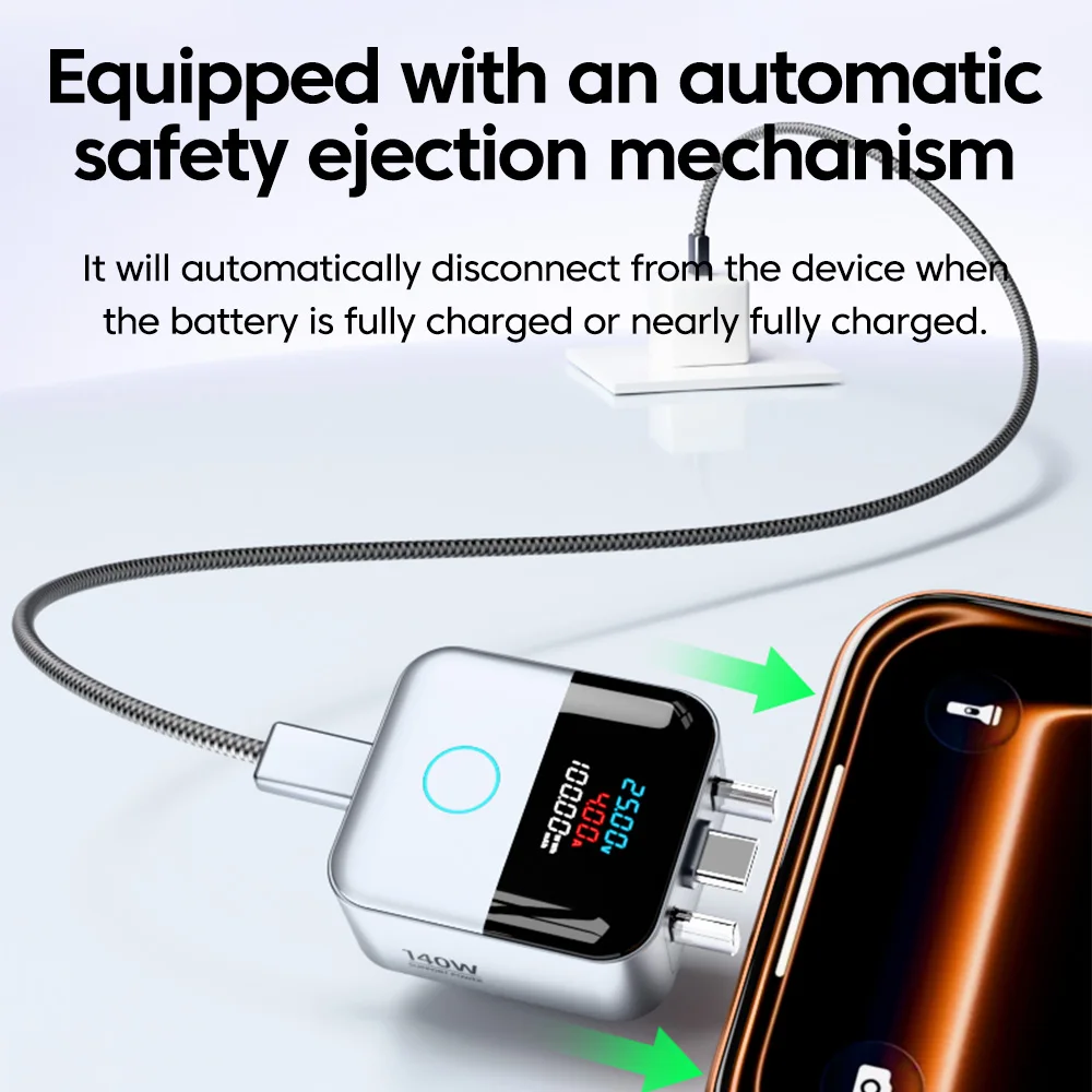Type C 140W intelligence Full Charge Battery Smart Auto Stop Charger Charging Adapter Protector Full Battery for Phones Laptops