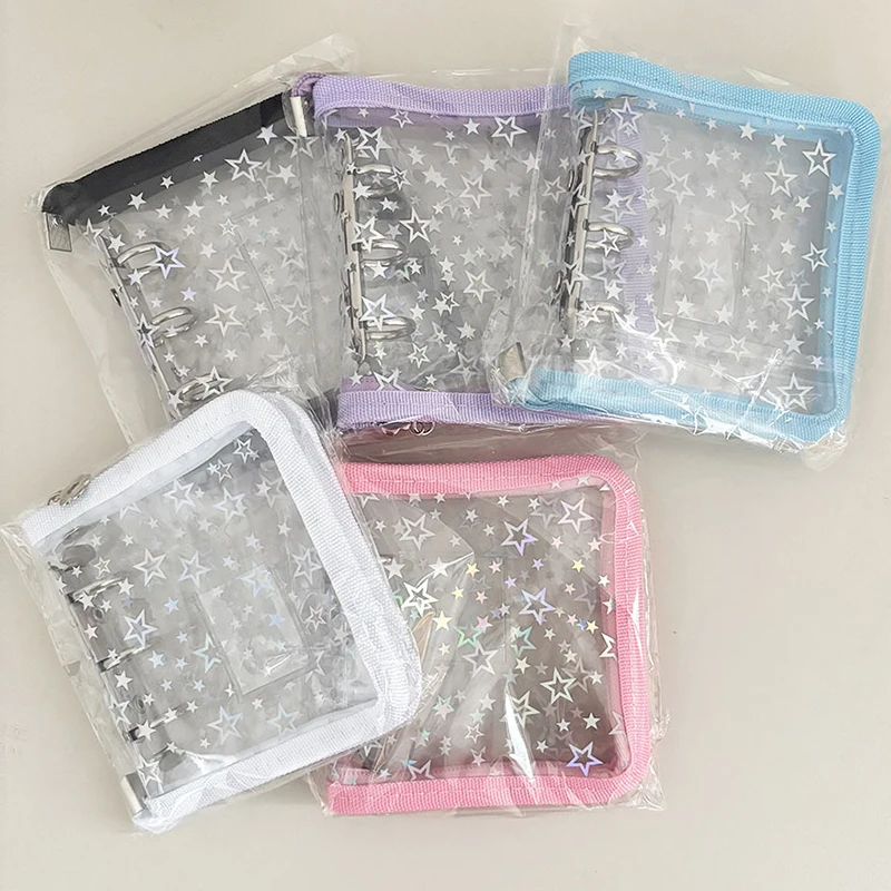 

Мини-блокнот из 3 отверстий из ПВХ с застежкой-молнией и окантовкой, ручная книга для учета, фотоальбом Guka idol, маленькая книга для хранения карточек со звездами