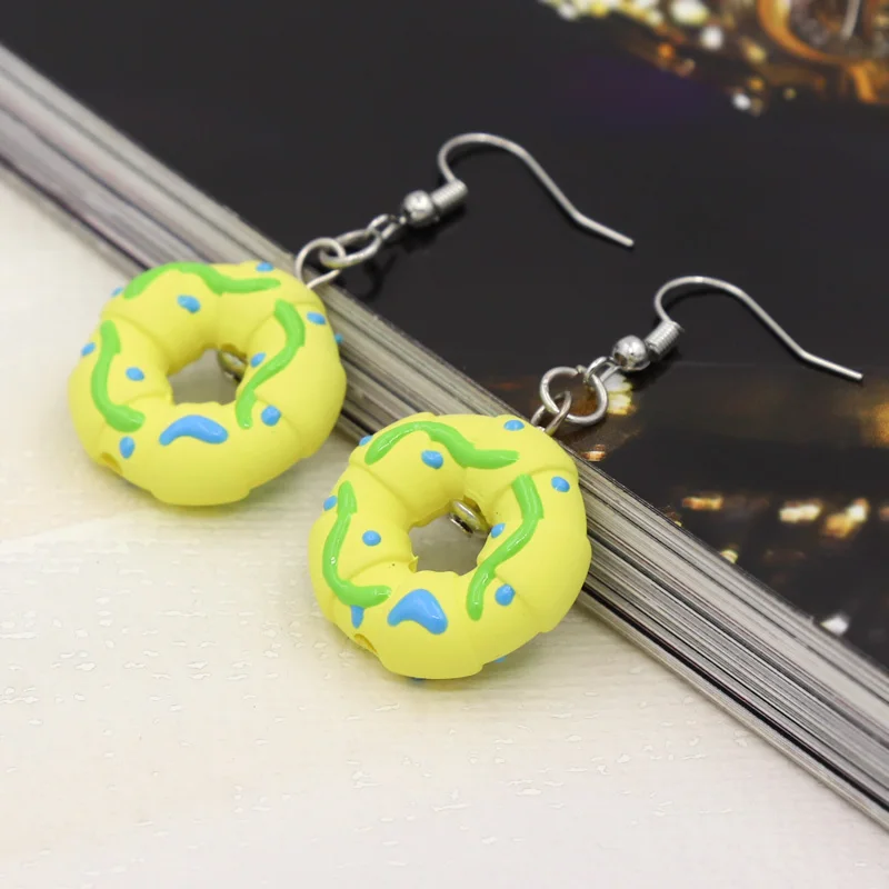 New Trendy Colorful Donut Food Drop Earrings for Women Girls Gift Cute Lovely Earrings Charms Jewelry Wholesale