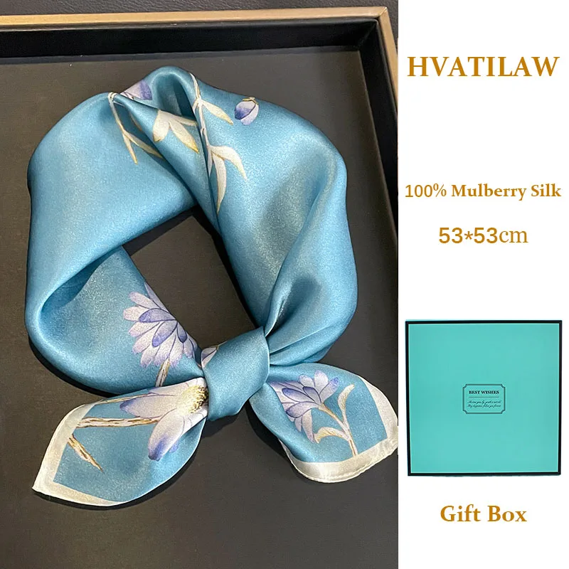 

New 100% Mulberry Silk Scarf for Women Luxury 53x53cm Small Square Scarf Silk Neckerchief Head Scarf Bandana Lady Neck Wrap Soft