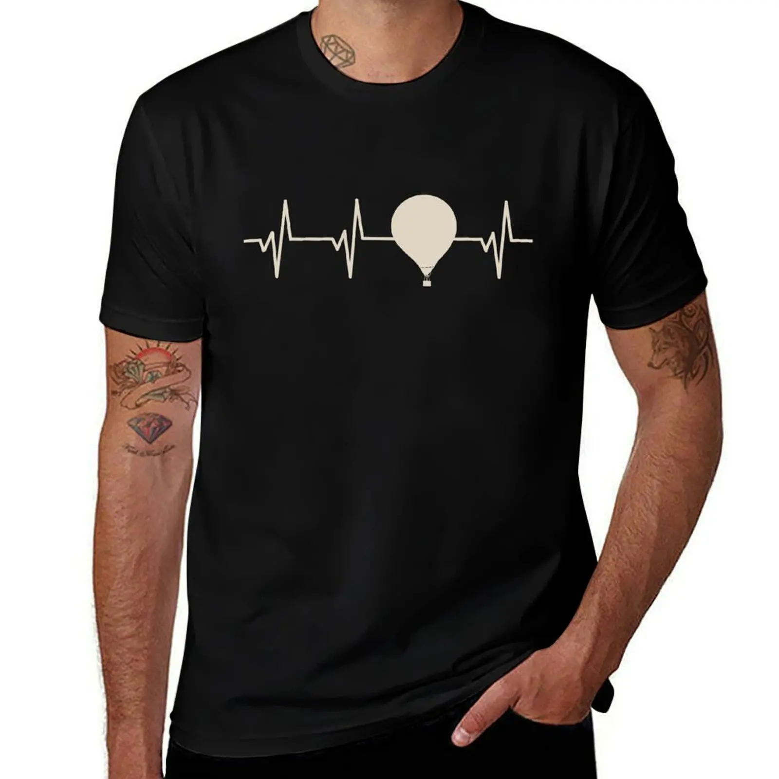 

Hot Air Balloon Heartbeat Pulse Gift For Hot Air Ballooning Lovers T-Shirt oversizeds kawaii clothes shirts graphic tee men