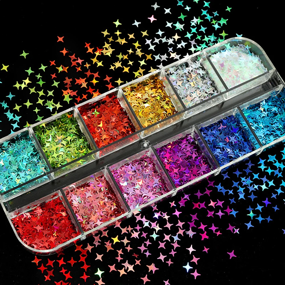 Silicone world 12 Grid Glitter Flakes Sequins Letter Sequins for Epoxy Resin Mold Clay Slime Filler Making Jewelry Gift DIY