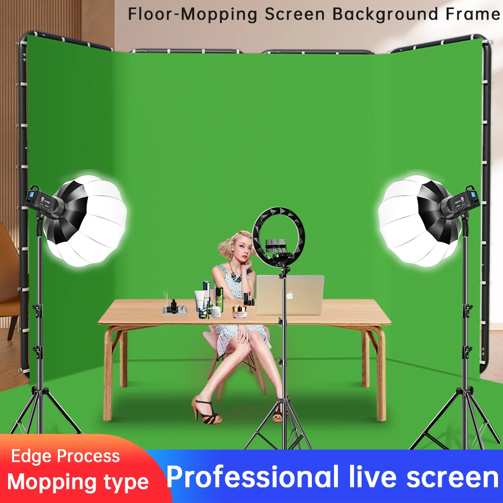 Portable Large Chromakey Green Screen Backdrop with Stand Photography Background Support System 240x400cm Shooting Video Photo