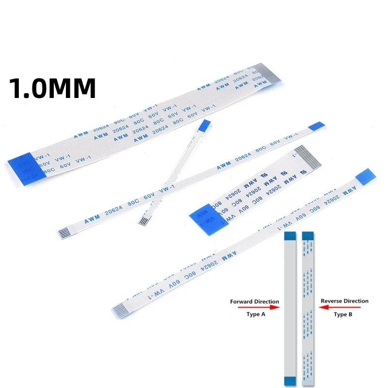 10PCS FPC FFC Ribbon Flexible Flat Cable 12 Pin Pitch 0.5MM 1.0MM AWM 20624 80C 60V Length 6/10/15/20/25/30/40CM Forward Reverse