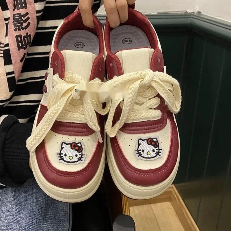 Sanrio Hello Kitty Casual Sneaker Women Christmas Fashion Y2k Shoes Autumn Campus Thick Sole Student Sport Comfortable Shoes