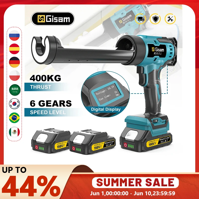 Pistolet à colle électrique sans fil Gisam, pistolet à calfeutrer multifonction pour verre, outil électrique pour colle adhésive et mastic, compatible avec batterie Makita 18V