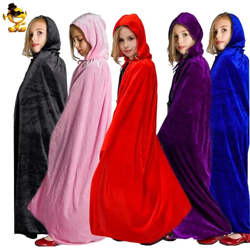 

Бархатный плащ с капюшоном для девочек на Хэллоуин, разноцветный костюм принцессы для выступлений, детская одежда для пар, женская одежда для малышей Dr