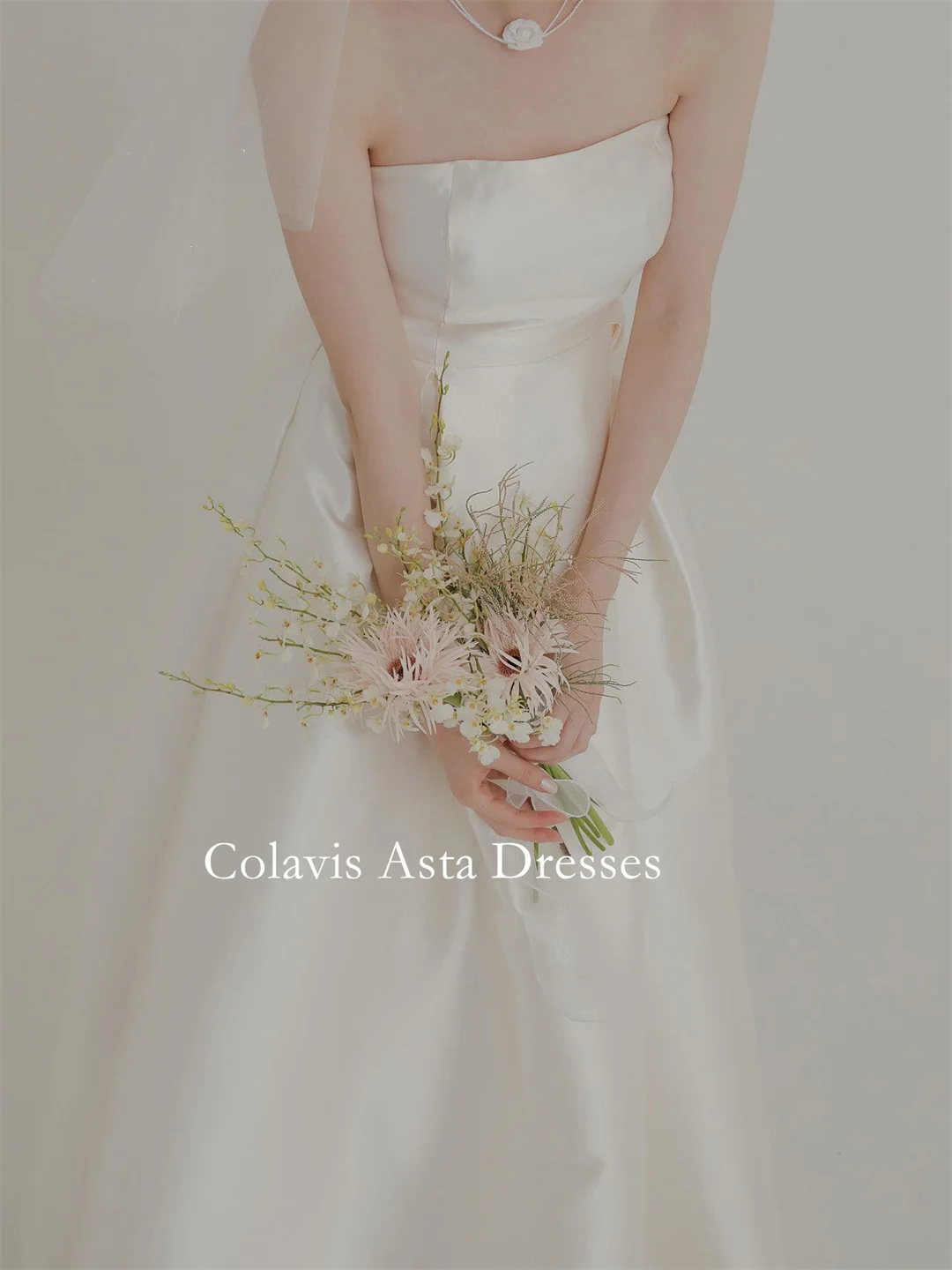 Colavis ชุดเดรสแต่งงานสุดหรูแบบสองชิ้นสำหรับถ่ายภาพเจ้าสาวความยาวถึงพื้นสไตล์เกาหลีสำหรับงานปาร์ตี้เจ้าสาวกลางแจ้ง