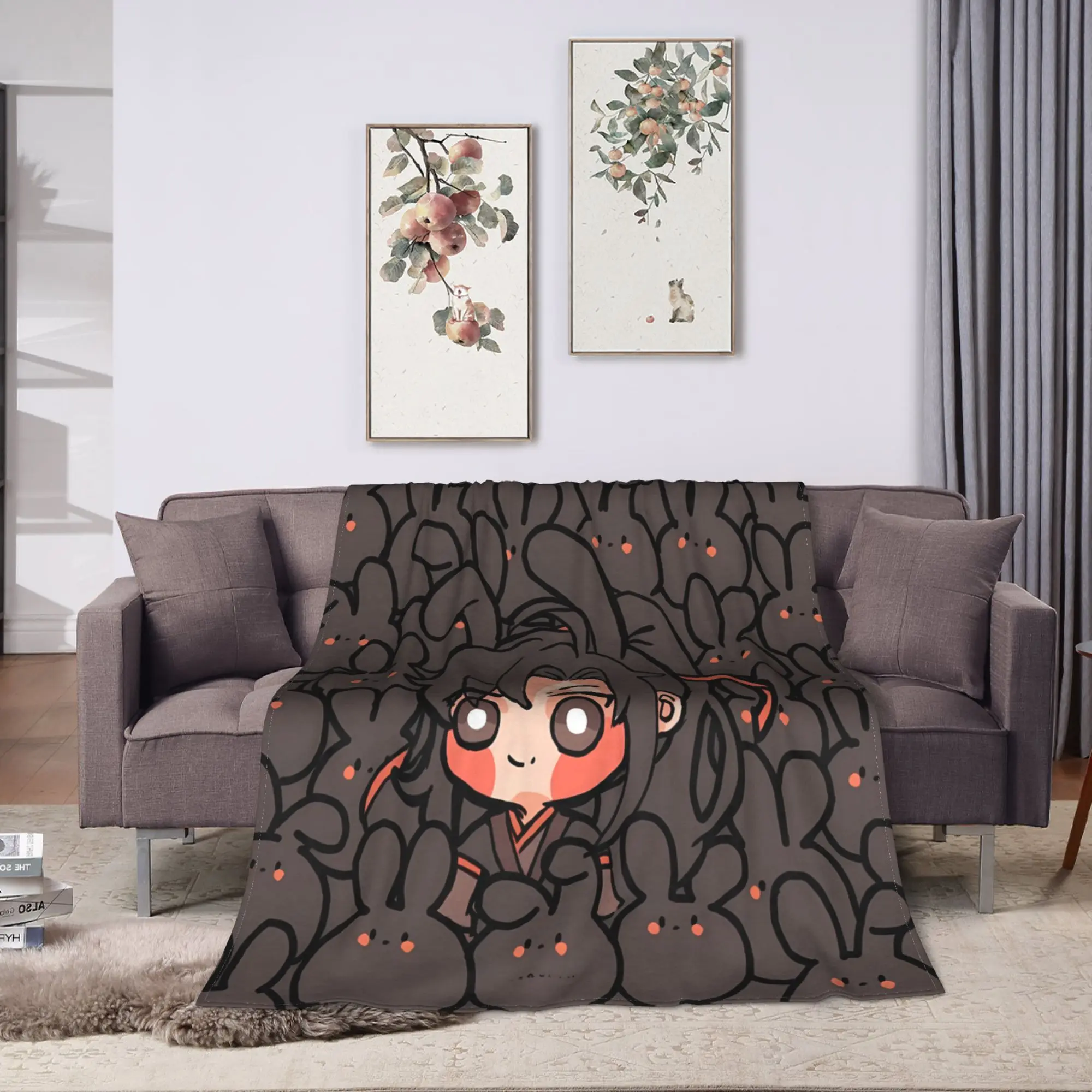 The Untamed WangXian Bunny Mo Dao Zu Shi Flannel Blanket Super Soft Throw Blanket for Girls Couch Chair Bedspread Sofa Bed Cover