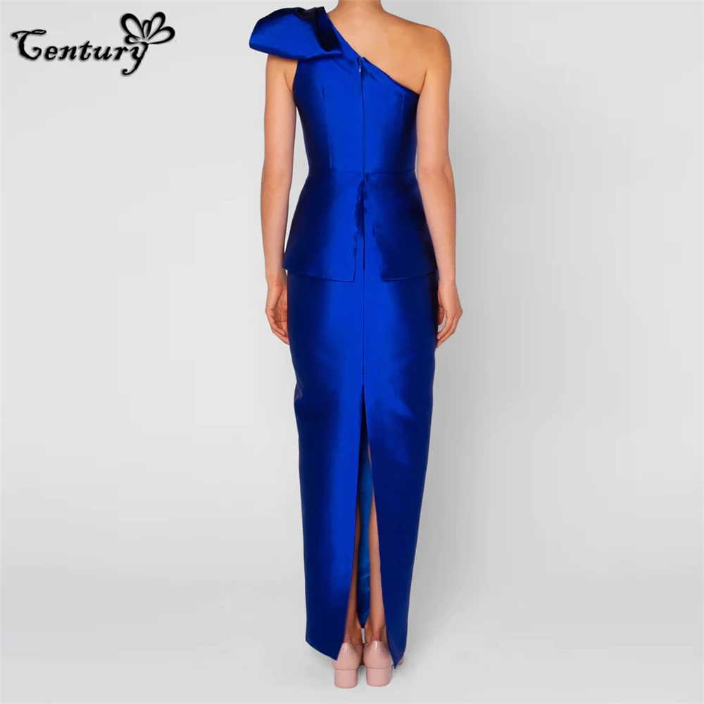 Royal Blue Prom Dress for Women 2023 One Shoulder Big Bow Slit Long Evening Party Gowns Robe De Soiree Vestido Largo Customized