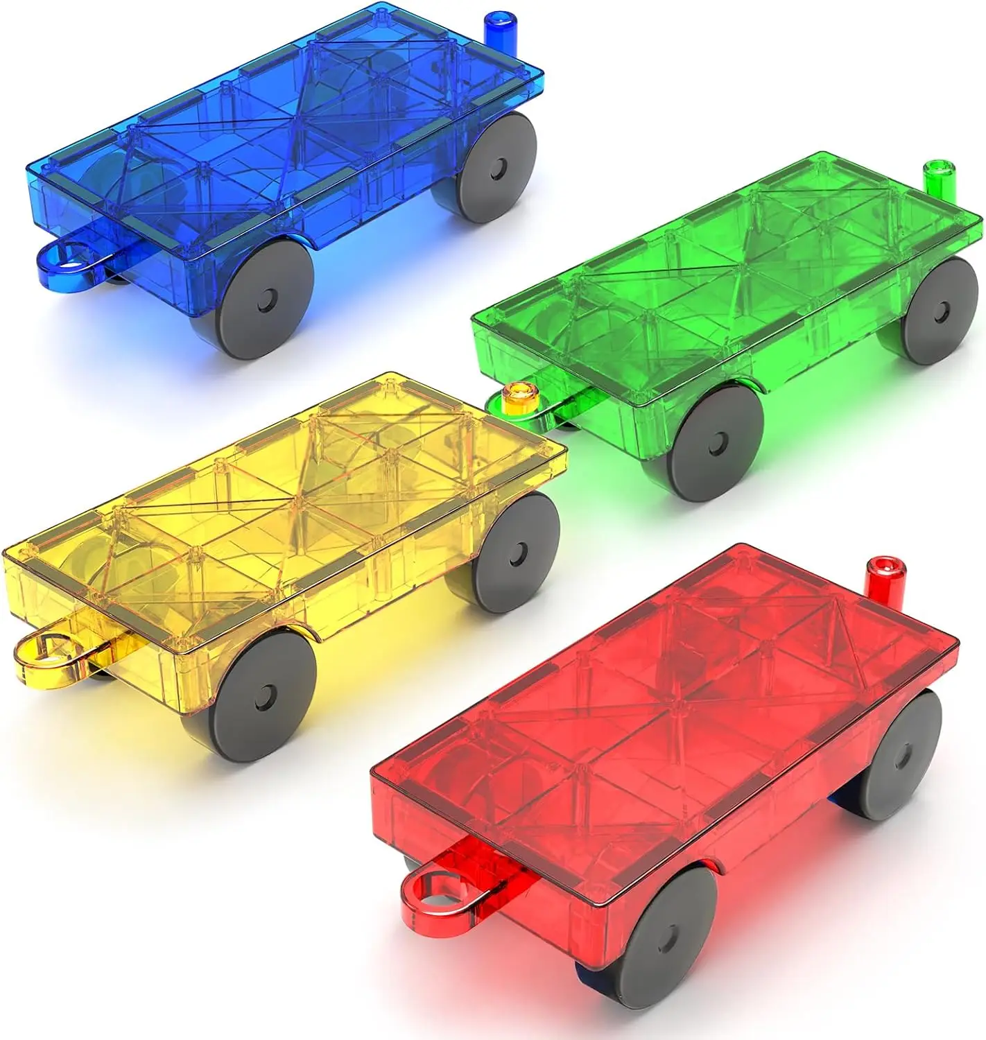 

Magnetic Tiles Cars Construction Set, 4 PCS Magnet Cars Magnetic Building Blocks Cars Toy for Kids Ages 4-8 3-5 Magnet Bricks Tr