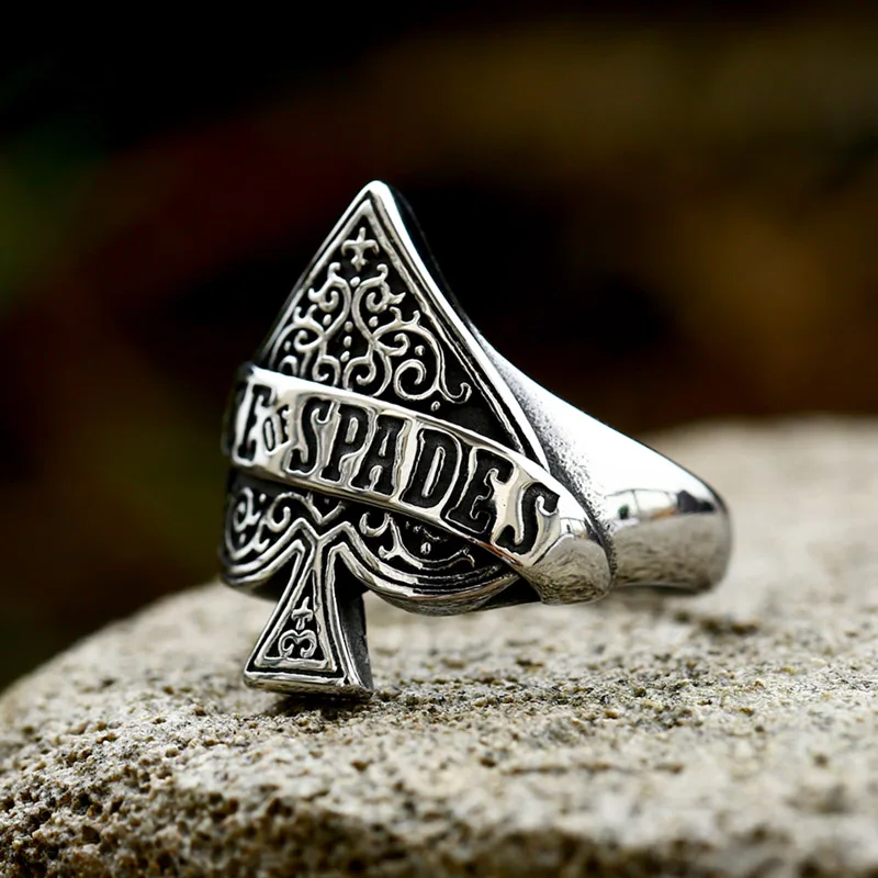 New Creative Design High Quality Ace Of  Spade Playing Card Ring For Men Punk Hip Hop Dropshipping  Jewelry