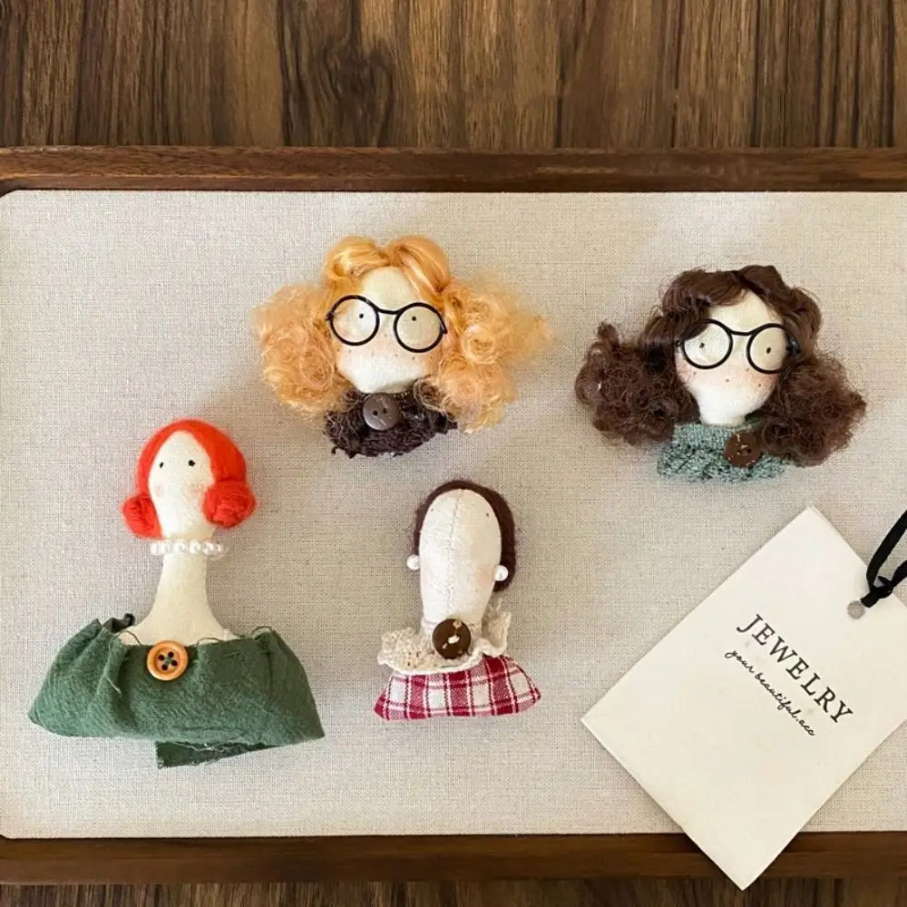 Kawaii Curly Hair Girl Cloth Fabric Brooch Cute Cartoon Sweater Pin Retro Pin Accessories Little Rabbit Brooch Sweater
